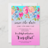 Pink Blue Beach Gradient Bridal Save the Date Kaart (Voorkant)