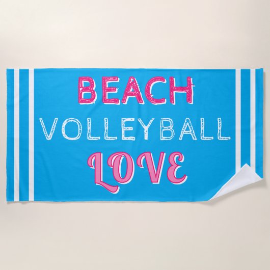 Pink Blue Beach Volleyball Love Strandlaken (Voorkant)