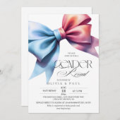 Pink Blue Bow Baby shower Gender Reveal Party Kaart (Voorkant / Achterkant)