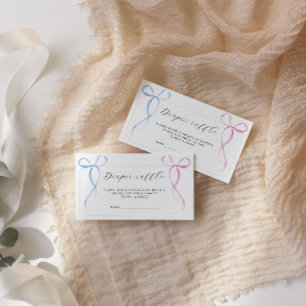 Pink Blue Bow Luier Raffle Ticket Baby shower Informatiekaartje