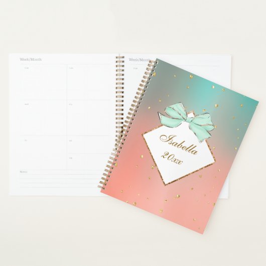 Pink & Blue Bow Personalized Planner (Display)