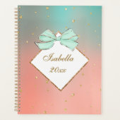 Pink & Blue Bow Personalized Planner (Voorkant)