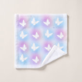 "Pink & Blue" Butterfly Bath Towell Set Bad Handdoek (Wasdoekje)