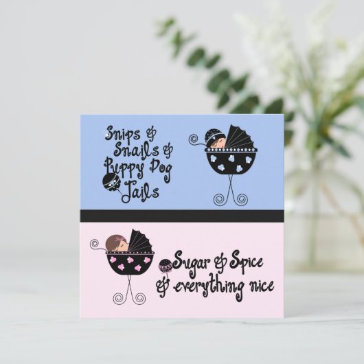 Pink Blue Carriage Geslacht Reveal Kaart (Staand voorkant)