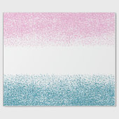 Pink Blue Confetti Glitter Gender Reveal Party Cadeaupapier (Vlak)