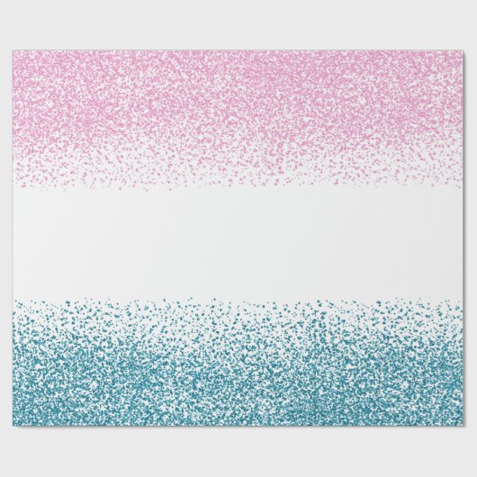 Pink Blue Confetti Glitter Gender Reveal Party Cadeaupapier (Vlak)