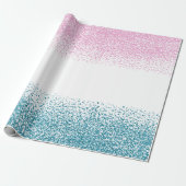 Pink Blue Confetti Glitter Gender Reveal Party Cadeaupapier (Uitgerold)