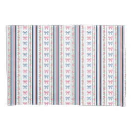 Pink Blue coquette bow Florals Stripes Trendy Girl Kussensloop