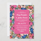 Pink Blue Coral Flowers Spring Summer Weddenschap Kaart (Voorkant)