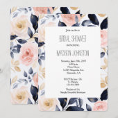 Pink Blue Cream Floral Bridal Shower Kaart (Voorkant / Achterkant)