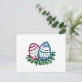 Pink & Blue Easter Eggs Postcard Briefkaart (Staand voorkant)