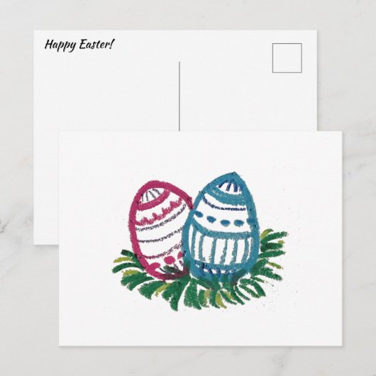 Pink & Blue Easter Eggs Postcard Briefkaart (Voorkant / Achterkant)