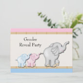 Pink Blue Elephant Gender Reveal Party Kaart (Staand voorkant)