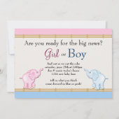 Pink Blue Elephant Gender Reveal Party Kaart (Achterkant)