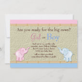 Pink Blue Elephant Gender Reveal Party Uitnodiging (Achterkant)