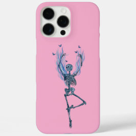 Pink Blue Flames Ballerina Dancing Skeleton Design iPhone 16 Pro Max Hoesje