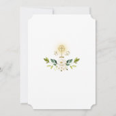 Pink Blue Floral Gold Twins First Heilige Communie Kaart (Achterkant)