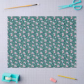 Pink & Blue Floral Pattern on Teal – Modern Tissuepapier (Craft)