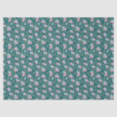 Pink & Blue Floral Pattern on Teal – Modern Tissuepapier (Voorkant)