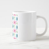 Pink & Blue Floral Seamless Pattern Grote Koffiekop (Rechts)