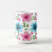 Pink & Blue Floral Seamless Pattern Koffiemok (Center)