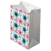 Pink & Blue Floral Seamless Pattern Medium Cadeauzakje (Voorkant Gekanteld)