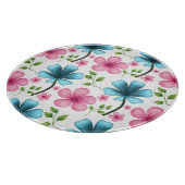 Pink & Blue Floral Seamless Pattern Snijplank (Hoek)