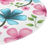 Pink & Blue Floral Seamless Pattern Snijplank (Hoek)