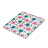 Pink & Blue Floral Seamless Pattern Tegeltje (Zijkant)