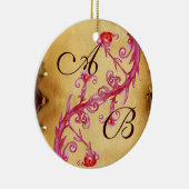 PINK BLUE FLORAL SWIRL WEDDING SOUVENIR MONOGRAM KERAMISCH ORNAMENT (Rechts)