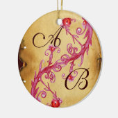 PINK BLUE FLORAL SWIRL WEDDING SOUVENIR MONOGRAM KERAMISCH ORNAMENT (Links)
