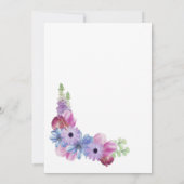 Pink Blue Floral Wedding Kaart (Achterkant)