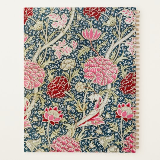 Pink Blue Floral William Morris Elegant Monogram Planner (Achterkant)