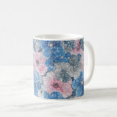 Pink Blue Flowers Sparkle Koffiemok (Voorkant rechts)
