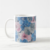 Pink Blue Flowers Sparkle Koffiemok (Links)