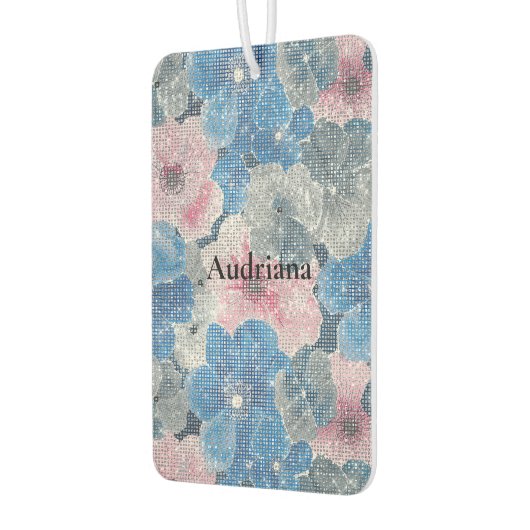 Pink Blue Flowers Sparkle Luchtverfrisser (Links)