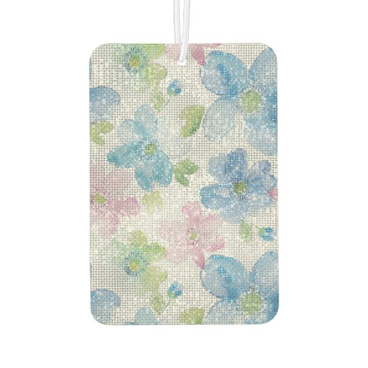 Pink Blue Flowers Sparkle Luchtverfrisser (Achterkant)