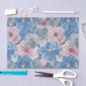 Pink Blue Flowers Sparkle Tissuepapier (Craft)