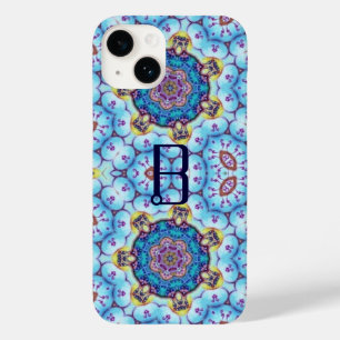 PINK BLUE FRACTAL CIRCLS MONOGRAM Case-Mate iPhone CASE