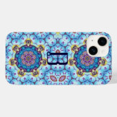 PINK BLUE FRACTAL CIRCLS MONOGRAM Case-Mate iPhone CASE (Achterkant (horizontaal))