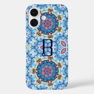 PINK BLUE FRACTAL CIRCLS MONOGRAM iPhone 16 HOESJE