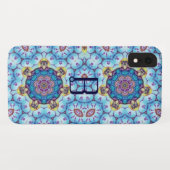 PINK BLUE FRACTAL CIRCLS MONOGRAM Case-Mate iPhone CASE (Achterkant (horizontaal))