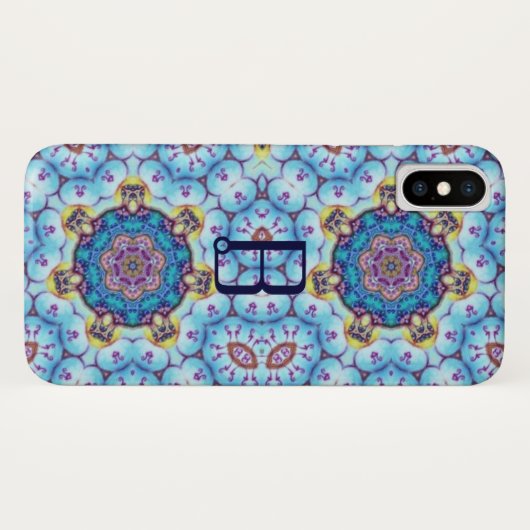 PINK BLUE FRACTAL CIRCLS MONOGRAM Case-Mate iPhone CASE (Achterkant (horizontaal))