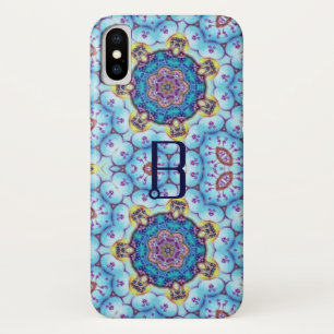 PINK BLUE FRACTAL CIRCLS MONOGRAM iPhone X HOESJE