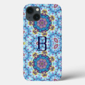 PINK BLUE FRACTAL CIRCLS MONOGRAM Case-Mate iPhone CASE (Achterkant)
