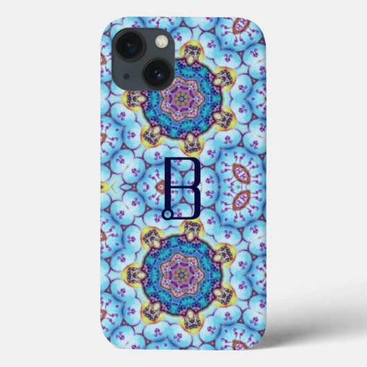 PINK BLUE FRACTAL CIRCLS MONOGRAM Case-Mate iPhone CASE (Achterkant)