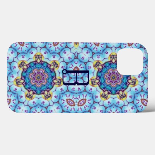 PINK BLUE FRACTAL CIRCLS MONOGRAM Case-Mate iPhone CASE (Achterkant (horizontaal))