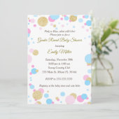 Pink Blue Gender Reveal Baby shower Invitation Kaart (Staand voorkant)