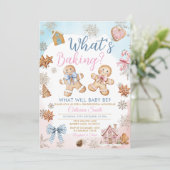 Pink Blue Gingerbread Gender Reveal Kaart (Staand voorkant)