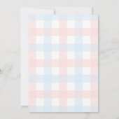 Pink Blue Gingham Baby Shower Invitation Kaart (Achterkant)